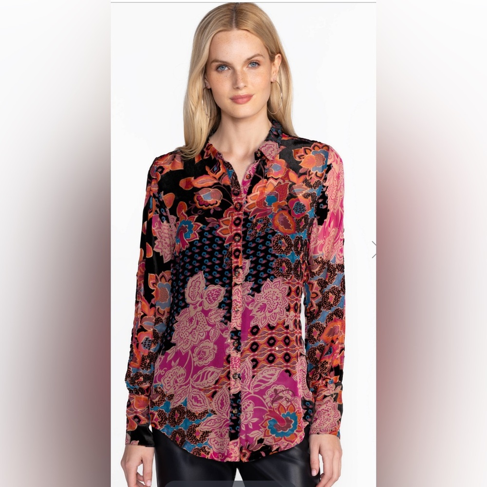 Johnny Was Yrene Burnout Blouse